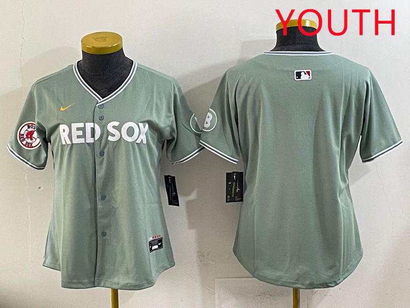 Youth 2025 Boston Red Sox Blank Light Green Joint Name Nike MLB Jersey style 2->youth mlb jersey->Youth Jersey